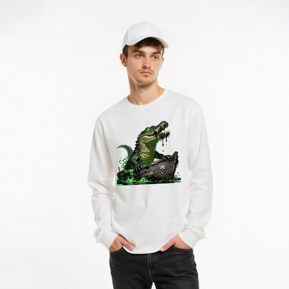 Green Crocodile Ferryman of the Styx Long Sleeve Tee - Unisex - Image 10