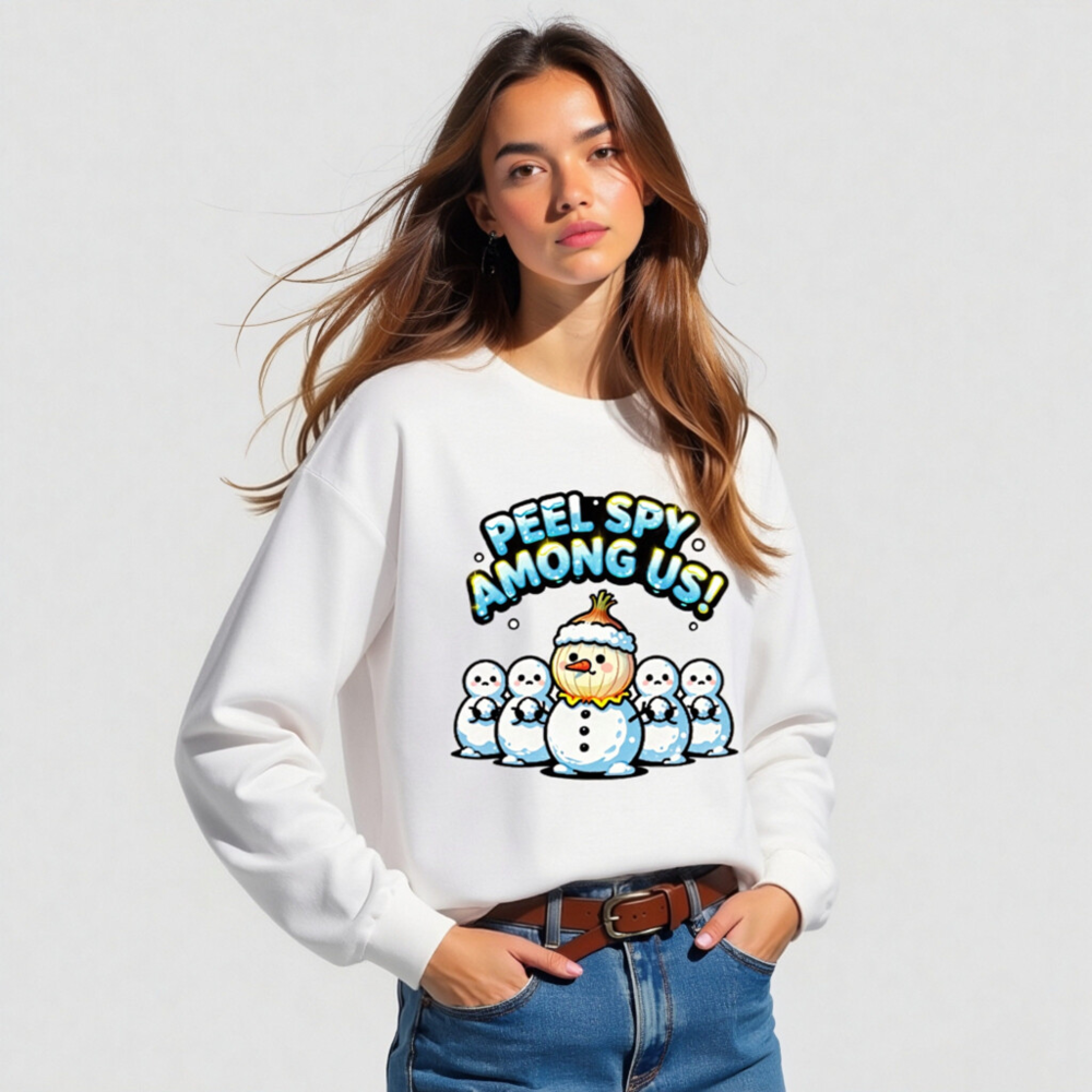 Peel Spy Among Us Snowman Long Sleeve Tee - Unisex Winter Humor Shirt - Image 4