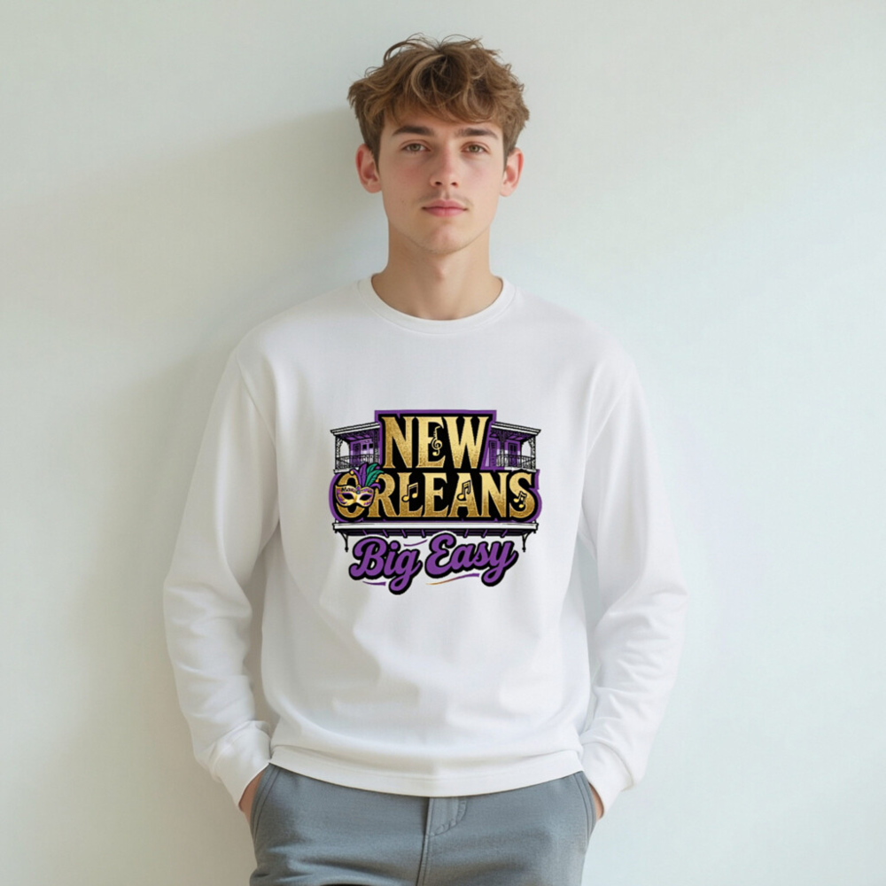 New Orleans Big Easy Unisex Long Sleeve Tee - Mardi Gras & Jazz Design - Image 5