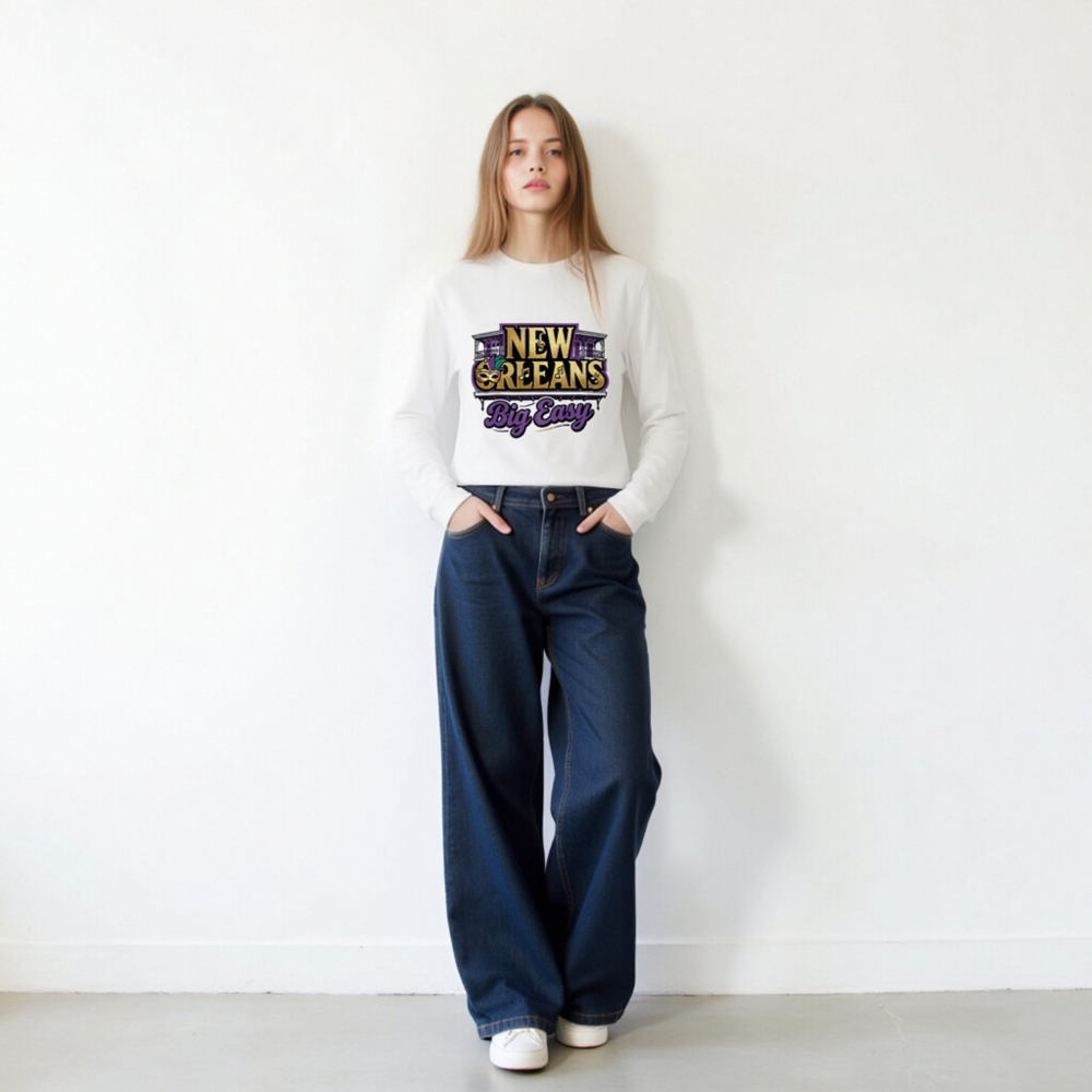 New Orleans Big Easy Unisex Long Sleeve Tee - Mardi Gras & Jazz Design - Image 8
