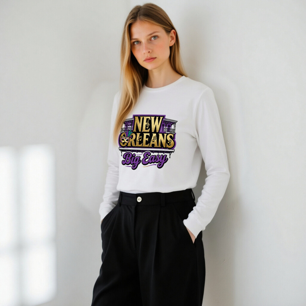 New Orleans Big Easy Unisex Long Sleeve Tee - Mardi Gras & Jazz Design - Image 11