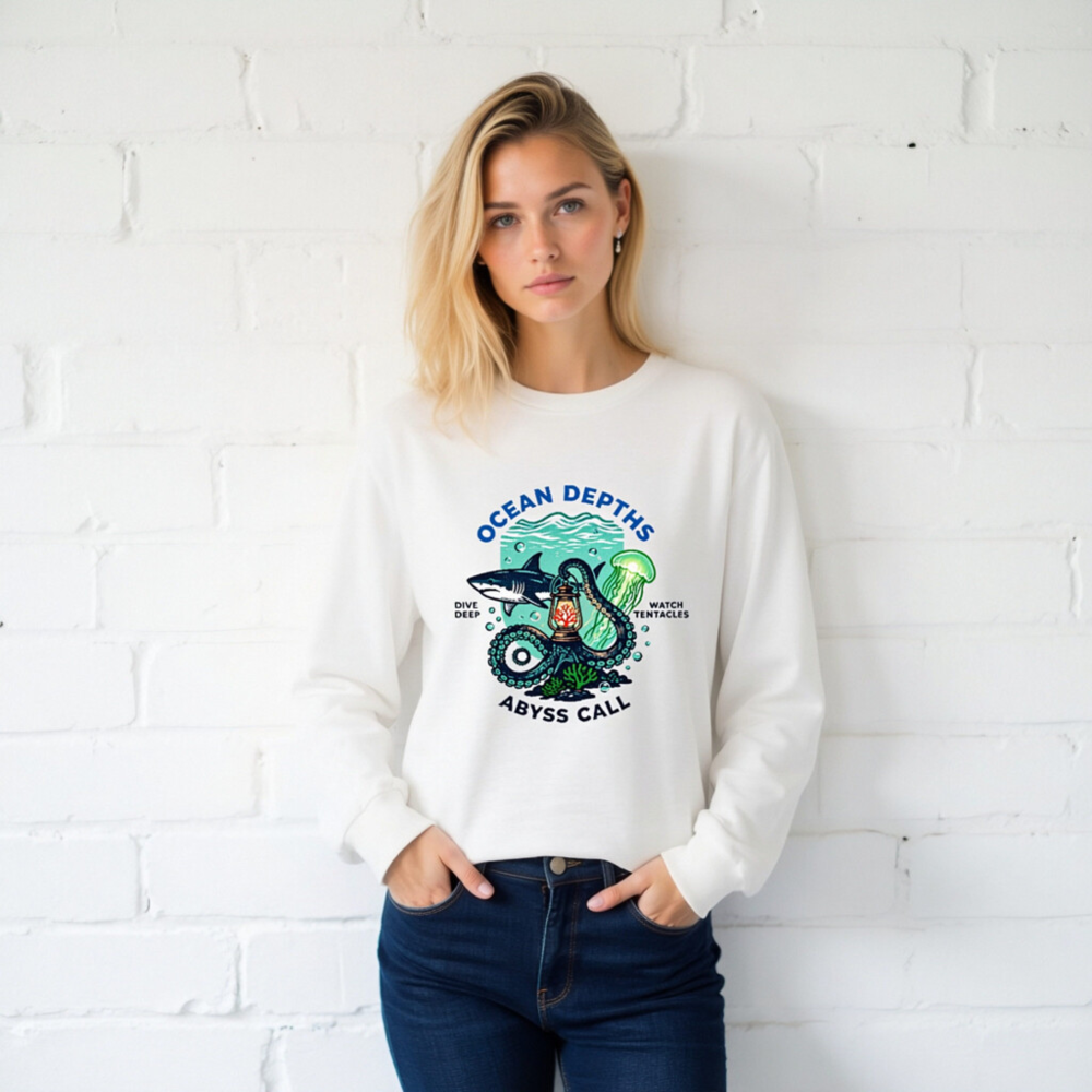 Ocean Depths Abyss Call Unisex Long Sleeve Tee - Dive Deep, Watch Tentacles - Image 2