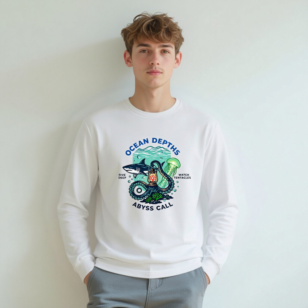 Ocean Depths Abyss Call Unisex Long Sleeve Tee - Dive Deep, Watch Tentacles - Image 5