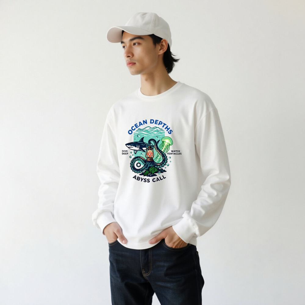 Ocean Depths Abyss Call Unisex Long Sleeve Tee - Dive Deep, Watch Tentacles - Image 9