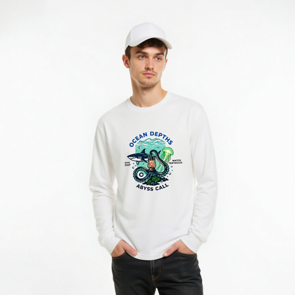 Ocean Depths Abyss Call Unisex Long Sleeve Tee - Dive Deep, Watch Tentacles - Image 10