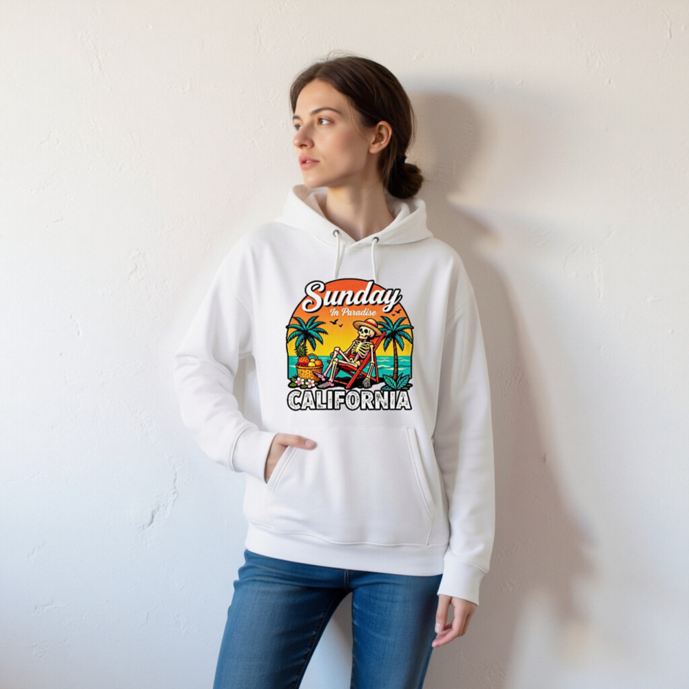 Sunday in Paradise California Hoodie - Unisex Eco-Friendly Essential Sweatshirt - Image 6