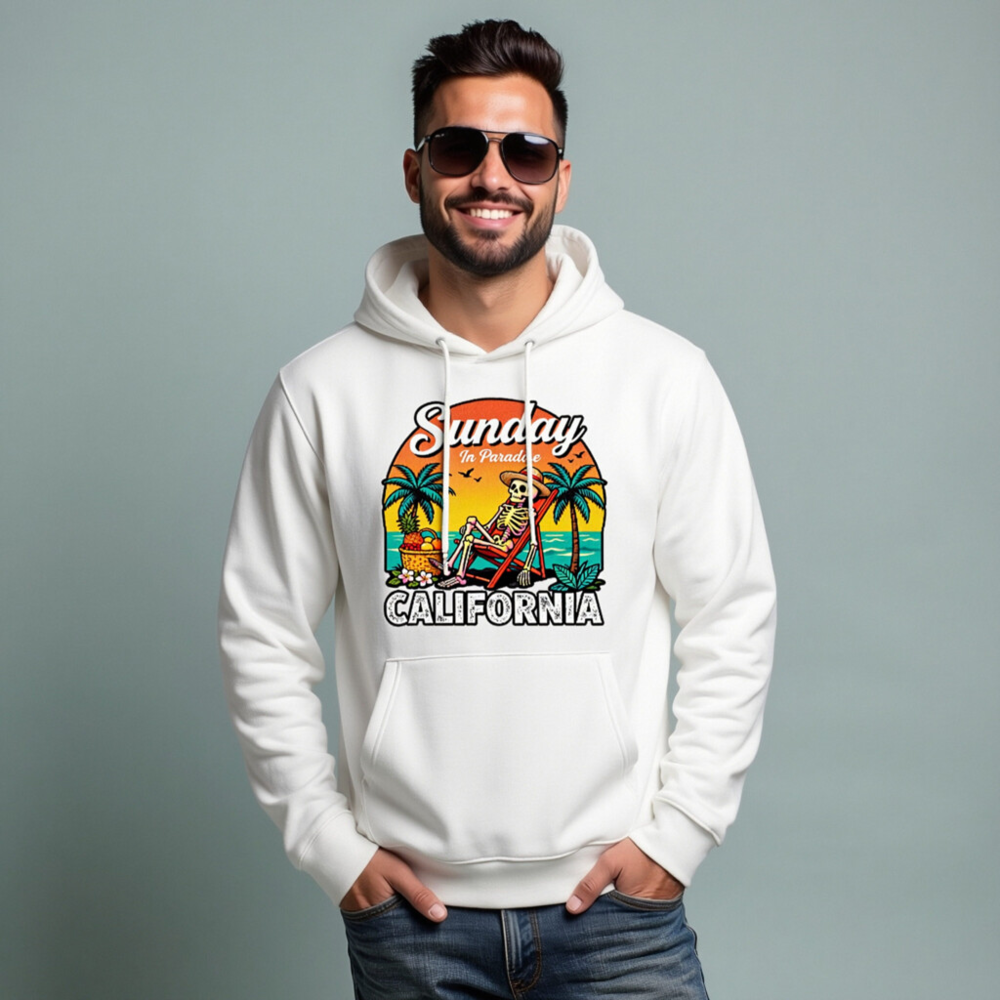 Sunday in Paradise California Hoodie - Unisex Eco-Friendly Essential Sweatshirt - Image 7