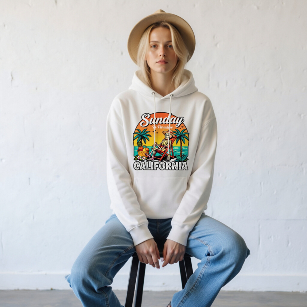 Sunday in Paradise California Hoodie - Unisex Eco-Friendly Essential Sweatshirt - Image 9