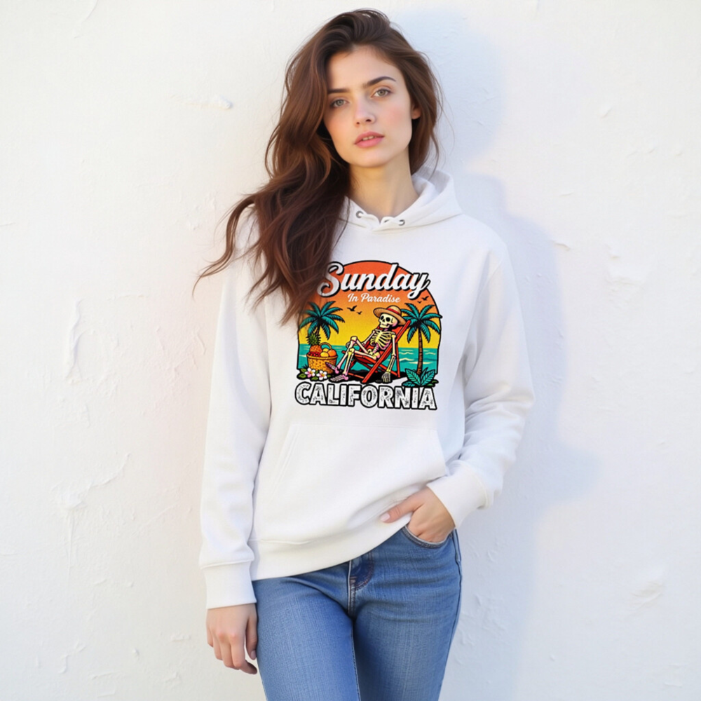 Sunday in Paradise California Hoodie - Unisex Eco-Friendly Essential Sweatshirt - Image 10