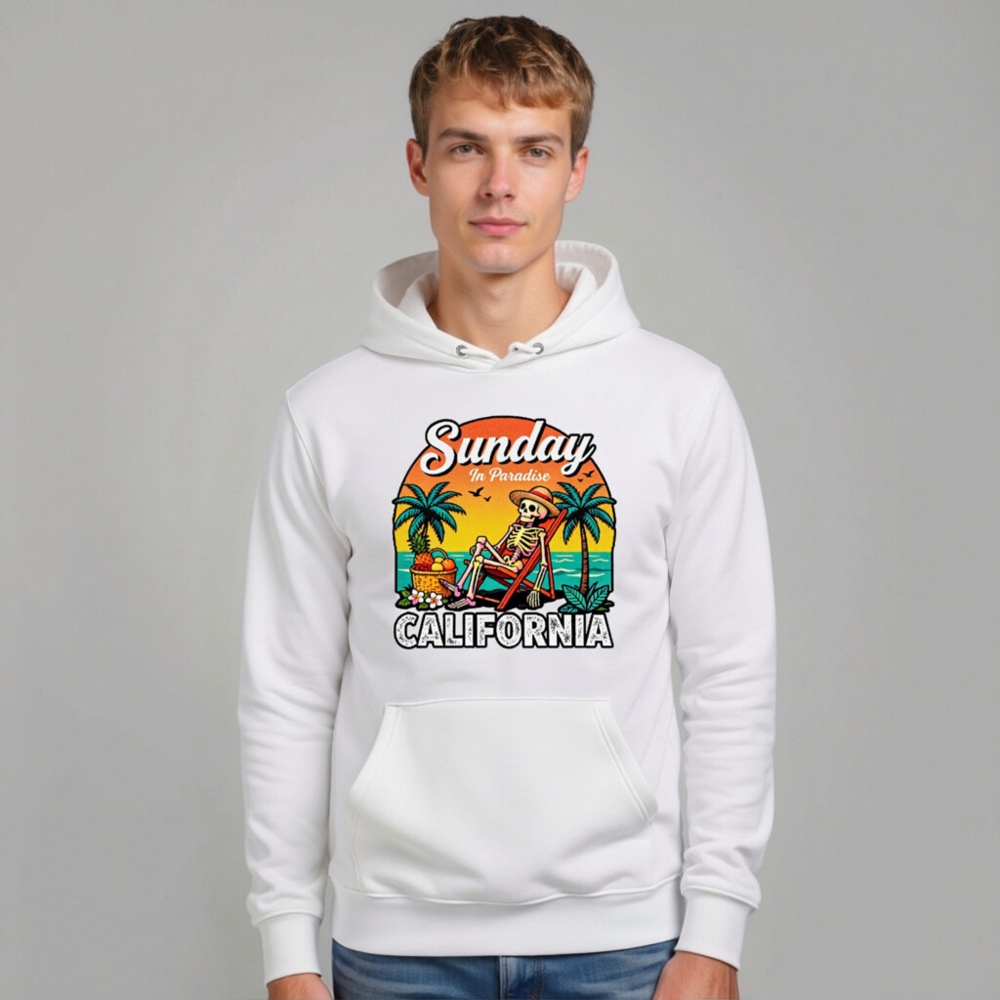 Sunday in Paradise California Hoodie - Unisex Eco-Friendly Essential Sweatshirt - Image 11