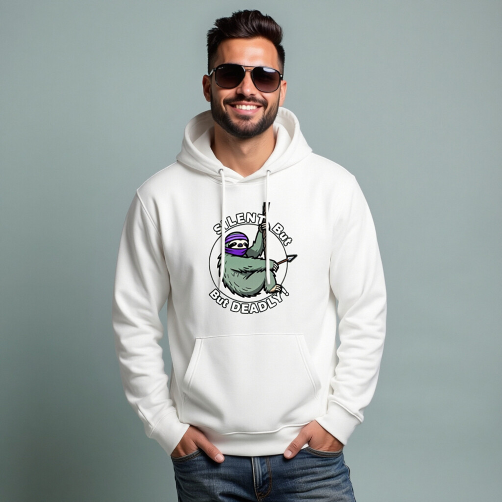 Silent But Deadly Sloth Hoodie - Unisex Eco Essential Hoodie - Image 8
