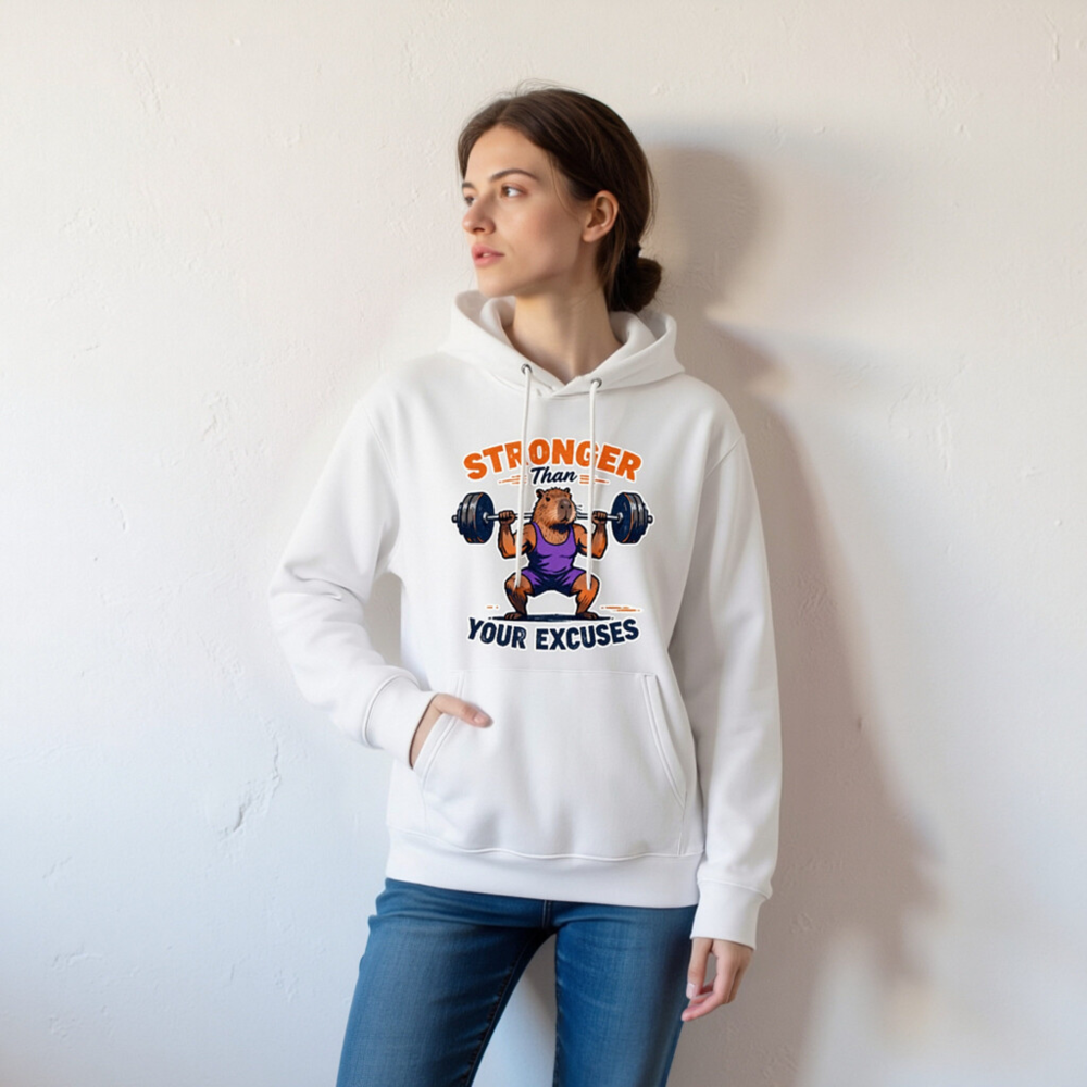 Stronger Than Your Excuses Capybara Hoodie | Unisex Eco-Friendly Sweatshirt - Image 7
