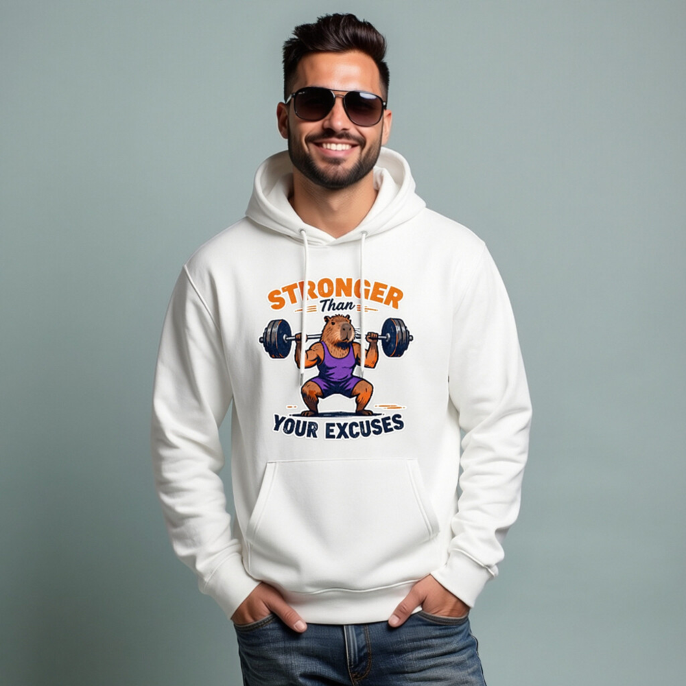 Stronger Than Your Excuses Capybara Hoodie | Unisex Eco-Friendly Sweatshirt - Image 8