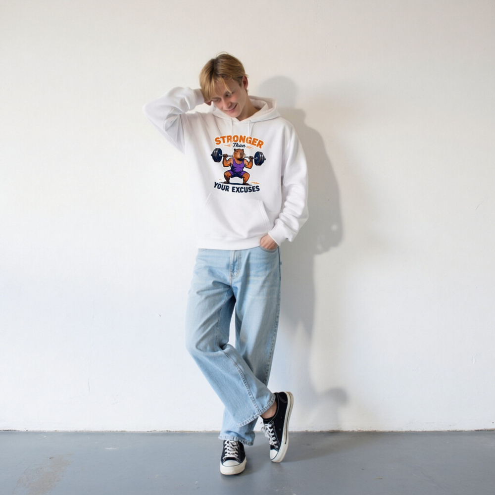 Stronger Than Your Excuses Capybara Hoodie | Unisex Eco-Friendly Sweatshirt - Image 9
