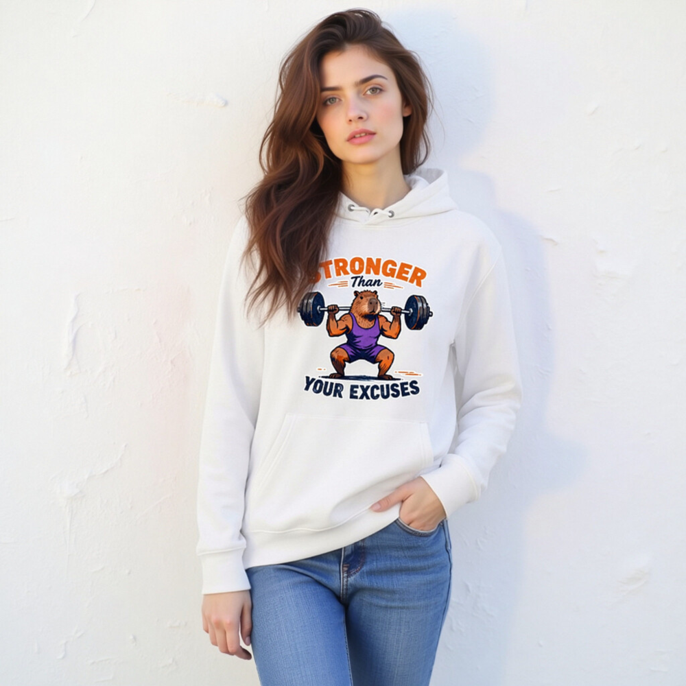 Stronger Than Your Excuses Capybara Hoodie | Unisex Eco-Friendly Sweatshirt - Image 11