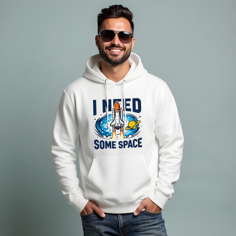 I Need Some Space Hoodie - Unisex Eco-Friendly Sweatshirt with Space Shuttle Design - Image 8