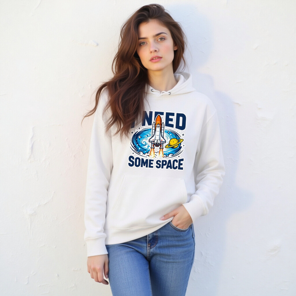 I Need Some Space Hoodie - Unisex Eco-Friendly Sweatshirt with Space Shuttle Design - Image 11