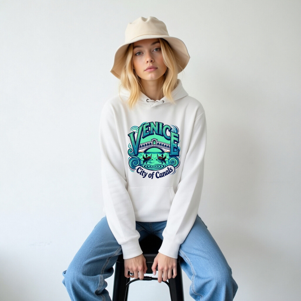 Venice City of Canals Hoodie - Unisex Eco-Friendly Essential Sweatshirt - Image 6