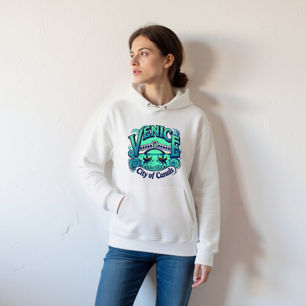 Venice City of Canals Hoodie - Unisex Eco-Friendly Essential Sweatshirt - Image 7