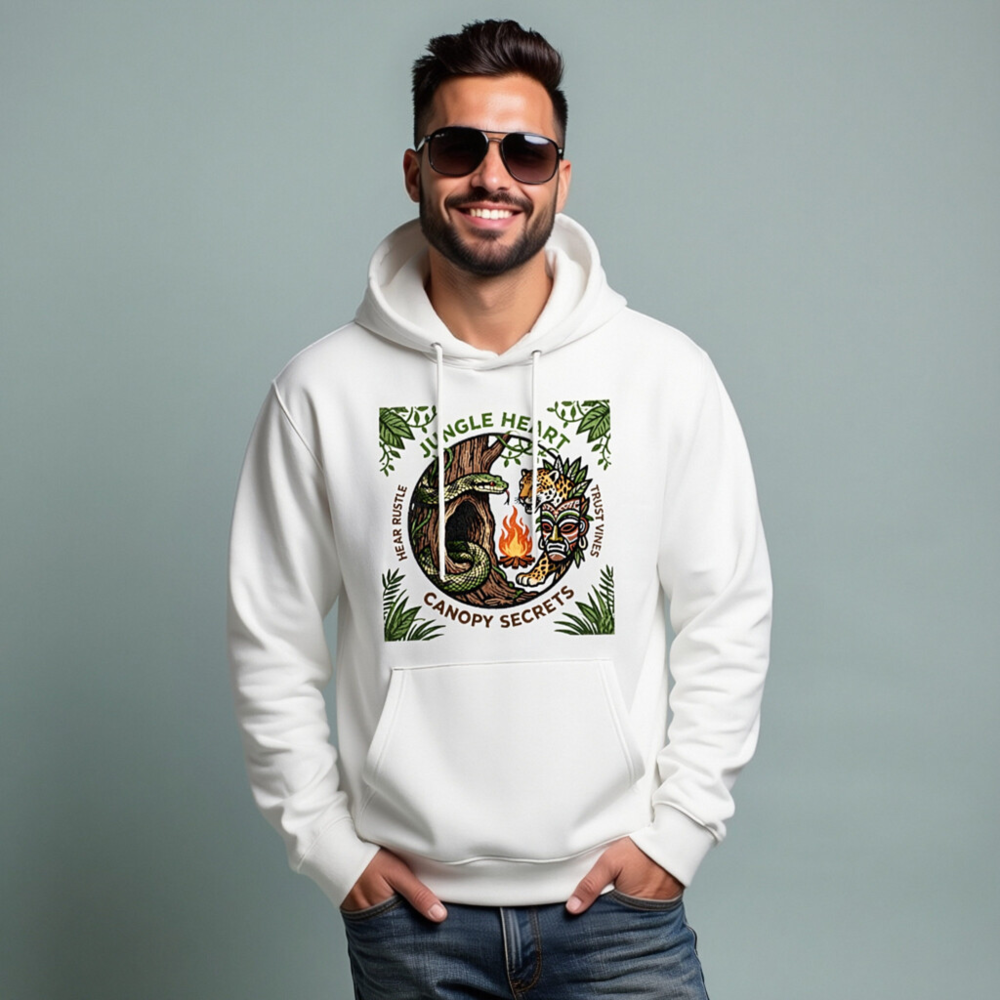 Jungle Heart Eco Hoodie | Unisex Canopy Secrets Design, Sustainable Soft Fabric - Image 8