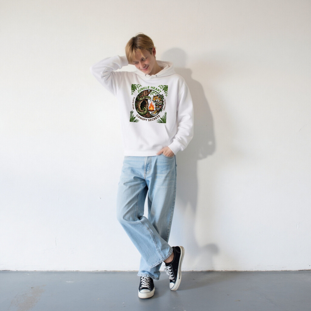 Jungle Heart Eco Hoodie | Unisex Canopy Secrets Design, Sustainable Soft Fabric - Image 9