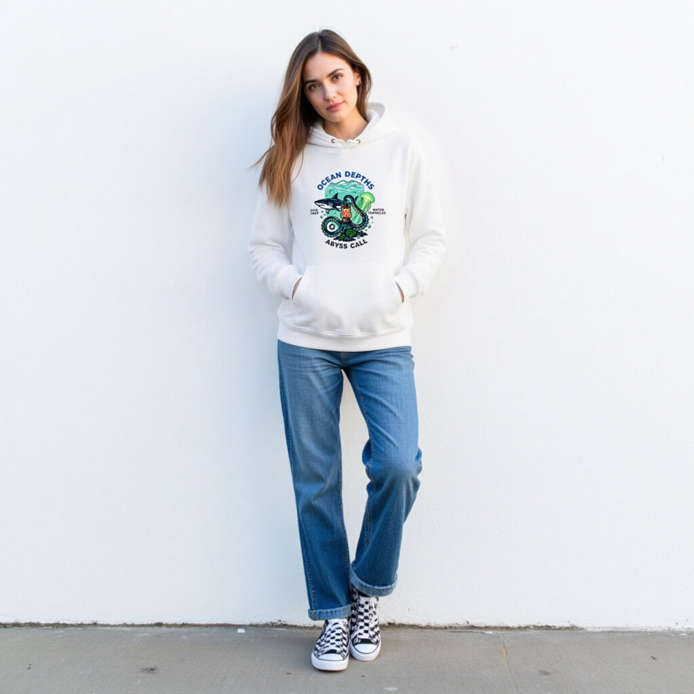 Ocean Depths Hoodie | Unisex Eco-Friendly Sweatshirt with Abyss Call Design - Image 3
