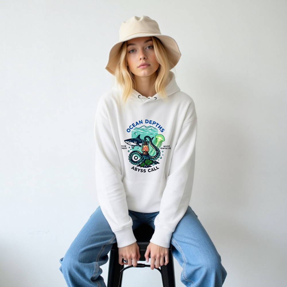 Ocean Depths Hoodie | Unisex Eco-Friendly Sweatshirt with Abyss Call Design - Image 6
