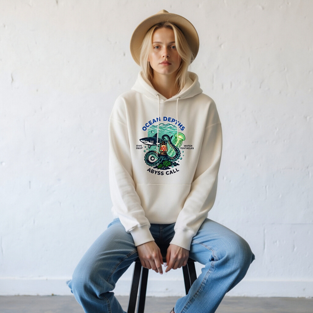 Ocean Depths Hoodie | Unisex Eco-Friendly Sweatshirt with Abyss Call Design - Image 10