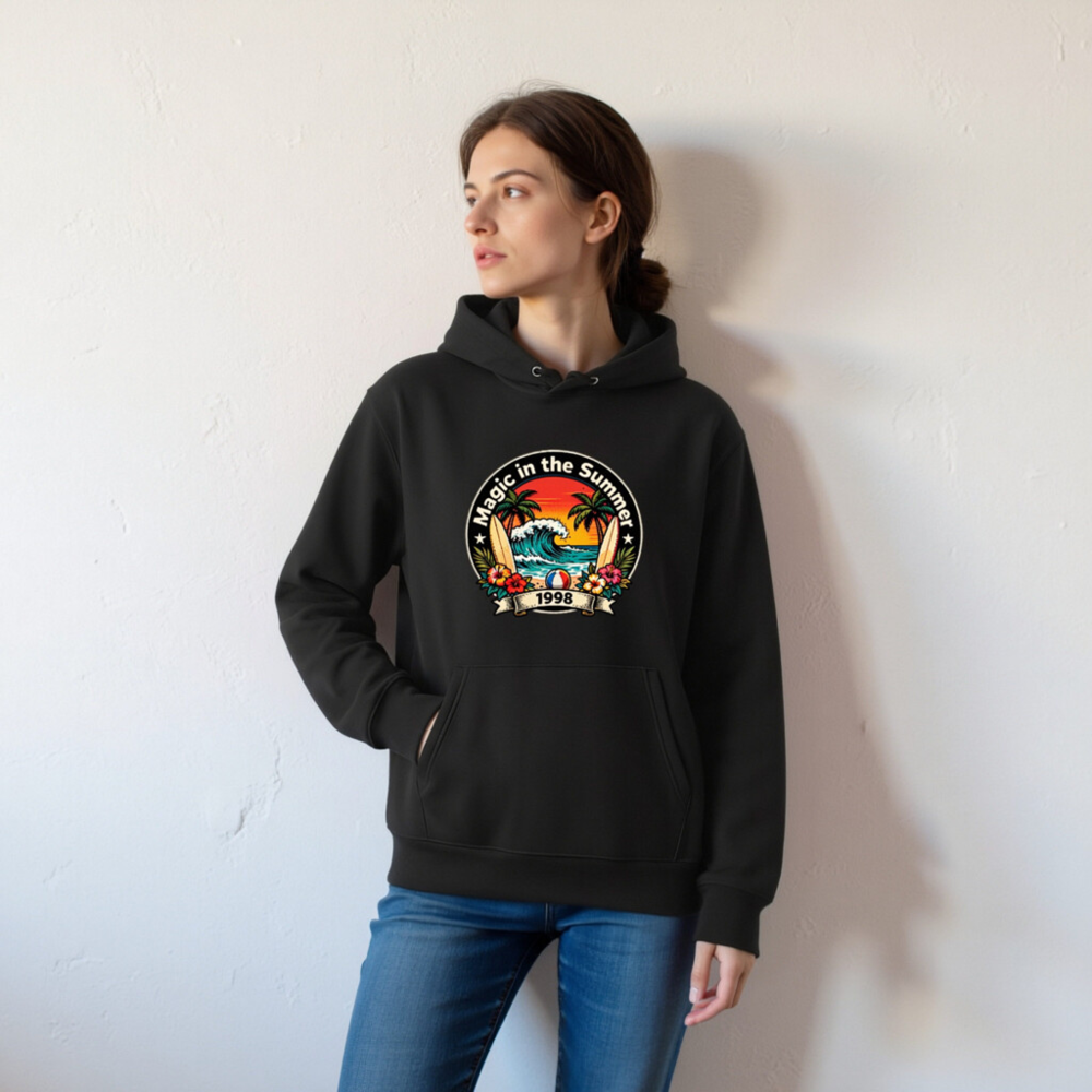 Magic in the Summer 1998 Unisex Eco Hoodie - Vintage Surf Design - Image 6