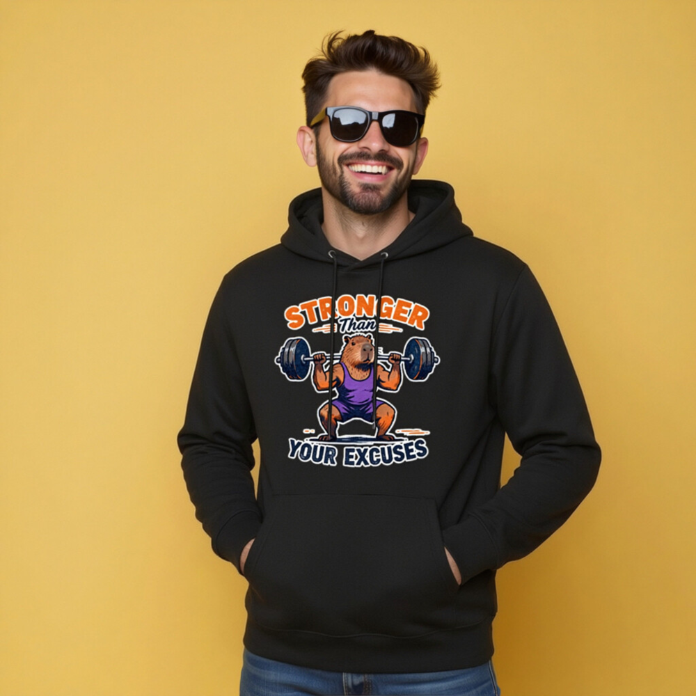 Stronger Than Your Excuses Capybara Hoodie | Unisex Eco-Friendly Sweatshirt - Image 9