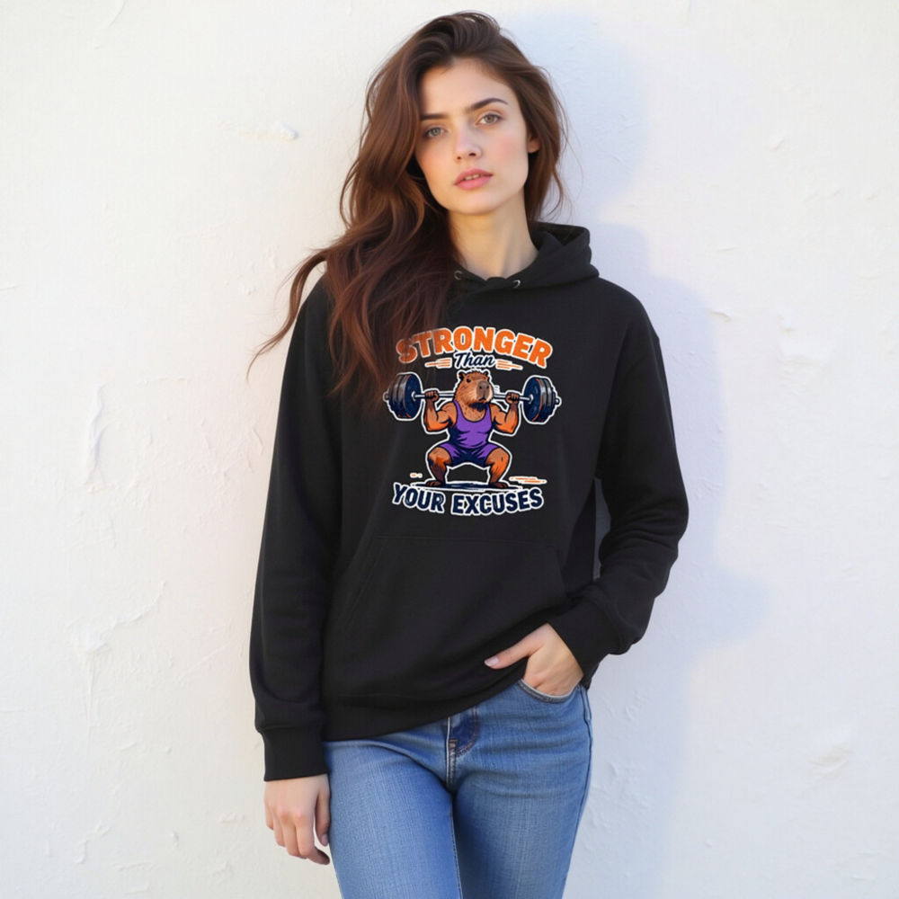 Stronger Than Your Excuses Capybara Hoodie | Unisex Eco-Friendly Sweatshirt - Image 11