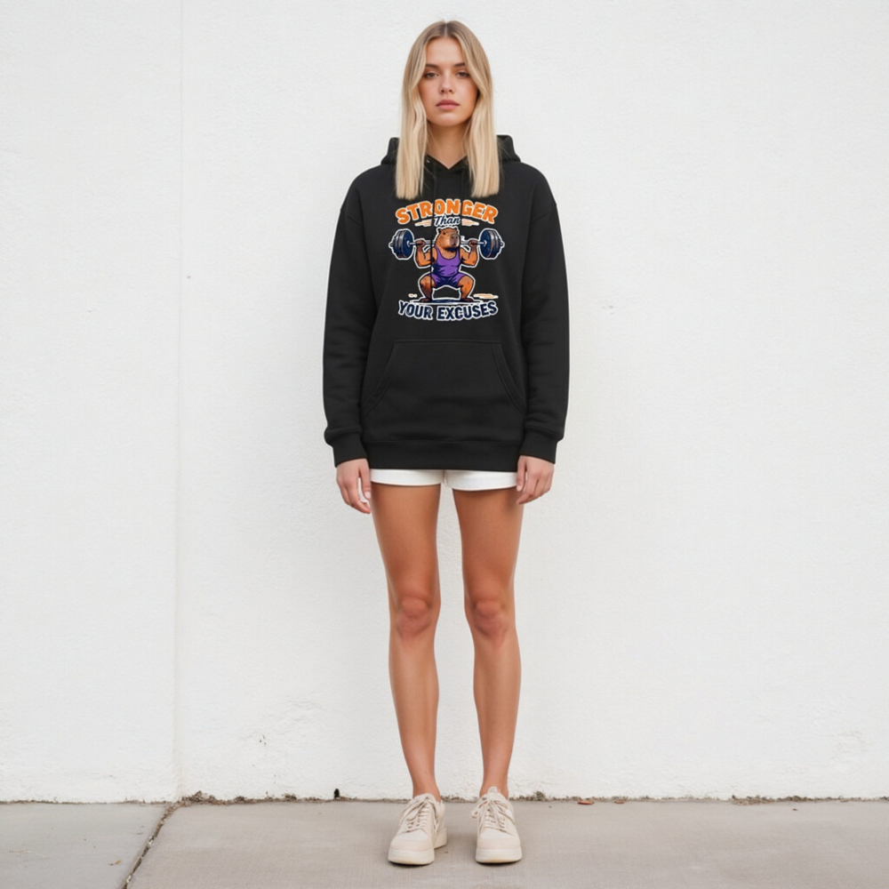 Stronger Than Your Excuses Capybara Hoodie | Unisex Premium Pullover - Image 5