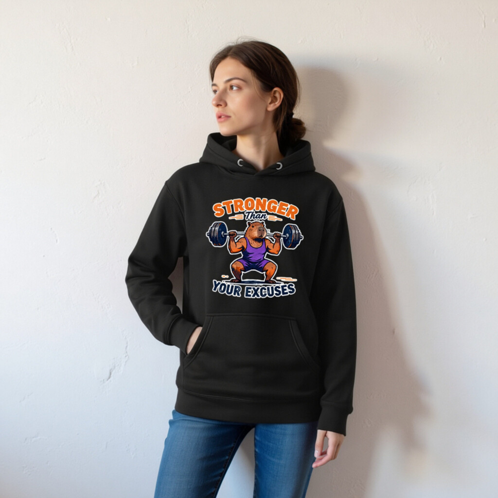 Stronger Than Your Excuses Capybara Hoodie | Unisex Premium Pullover - Image 7