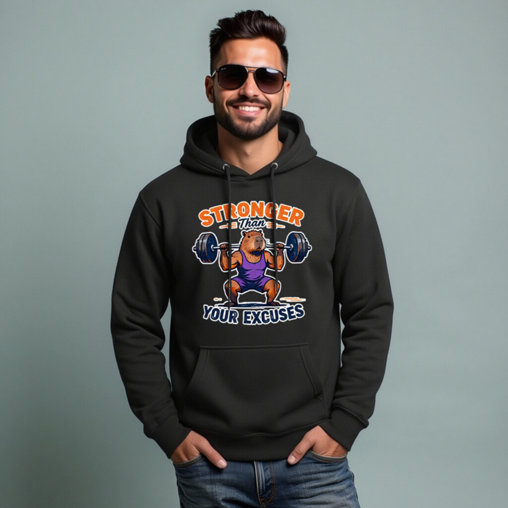 Stronger Than Your Excuses Capybara Hoodie | Unisex Premium Pullover - Image 8