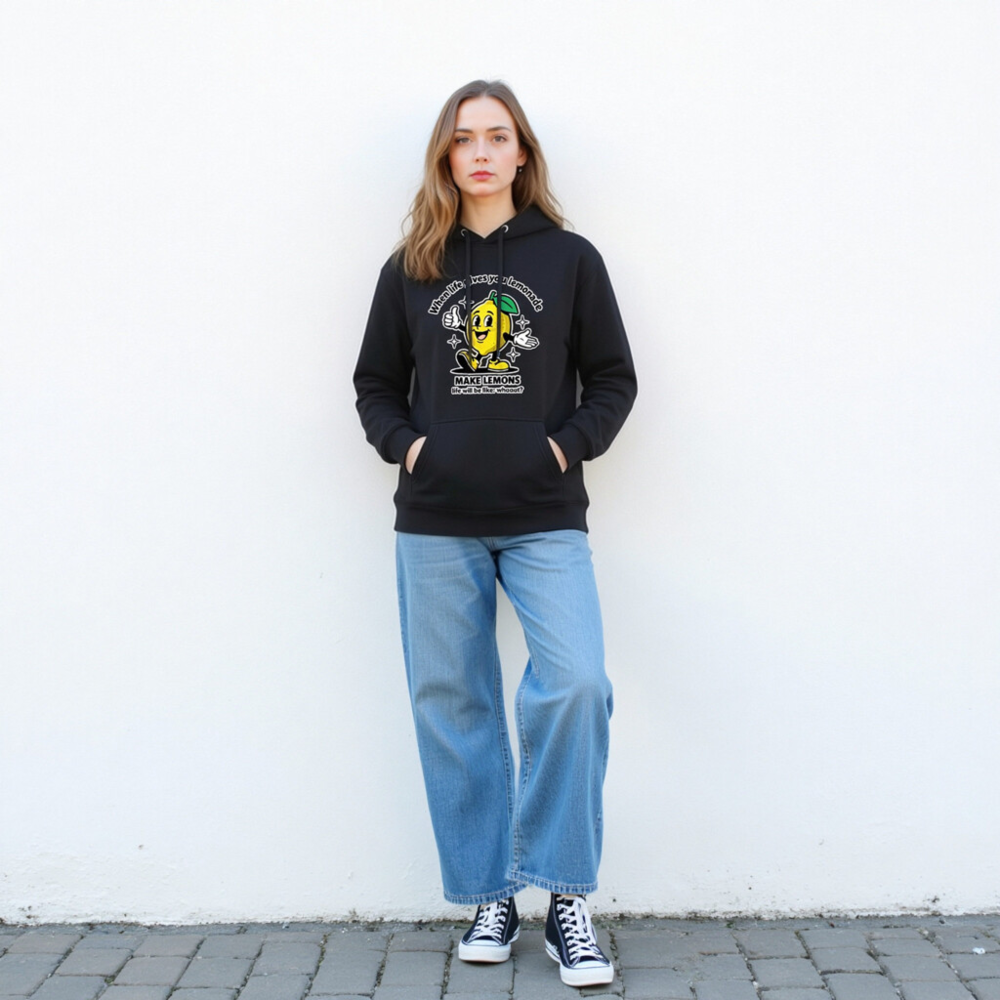 Unisex Premium Pullover Hoodie - 'Make Lemons' Lemon Character Hoodie - Image 4