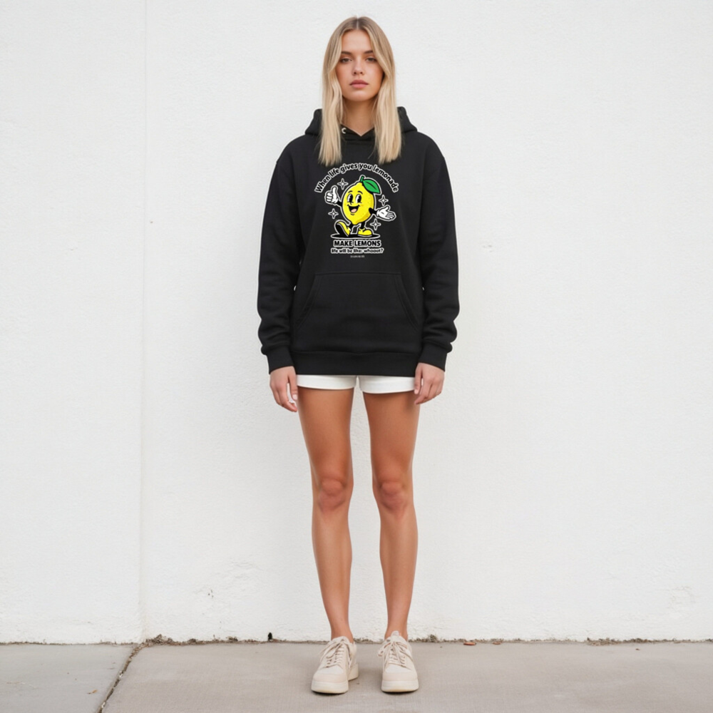 Unisex Premium Pullover Hoodie - 'Make Lemons' Lemon Character Hoodie - Image 5