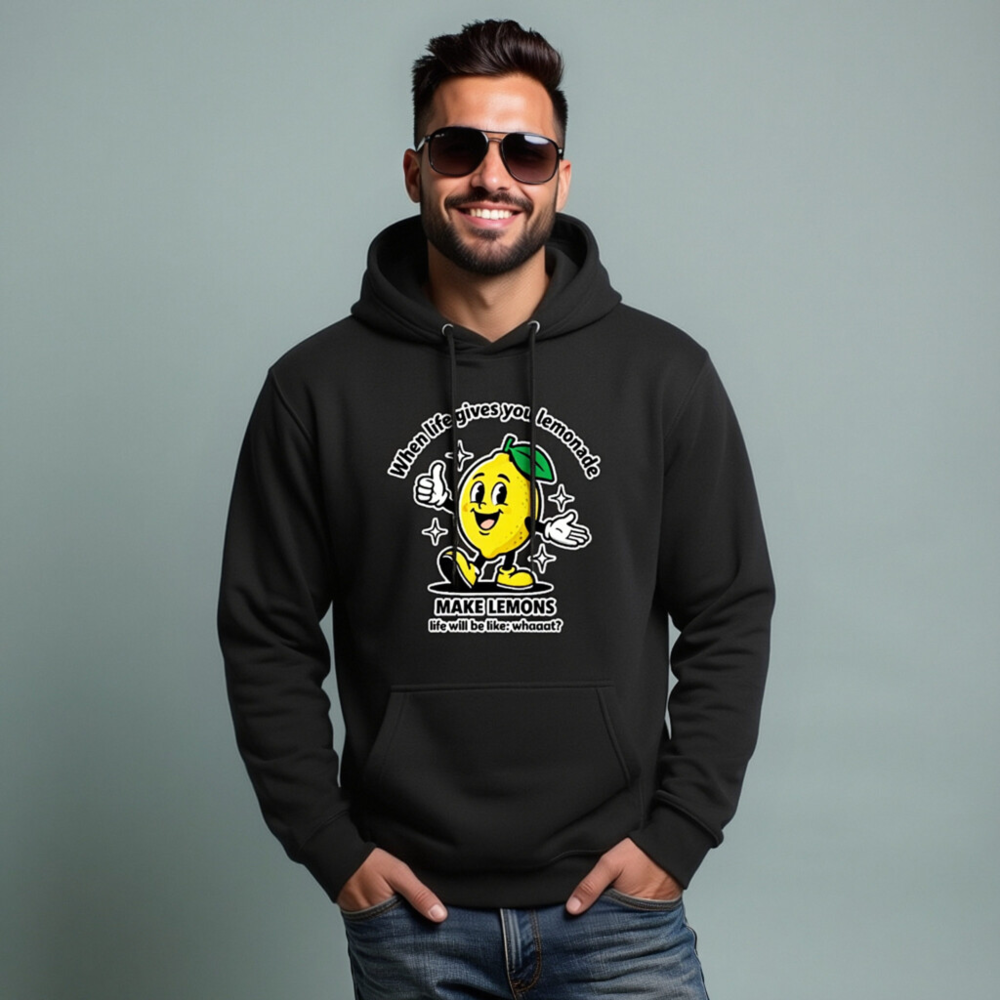 Unisex Premium Pullover Hoodie - 'Make Lemons' Lemon Character Hoodie - Image 8