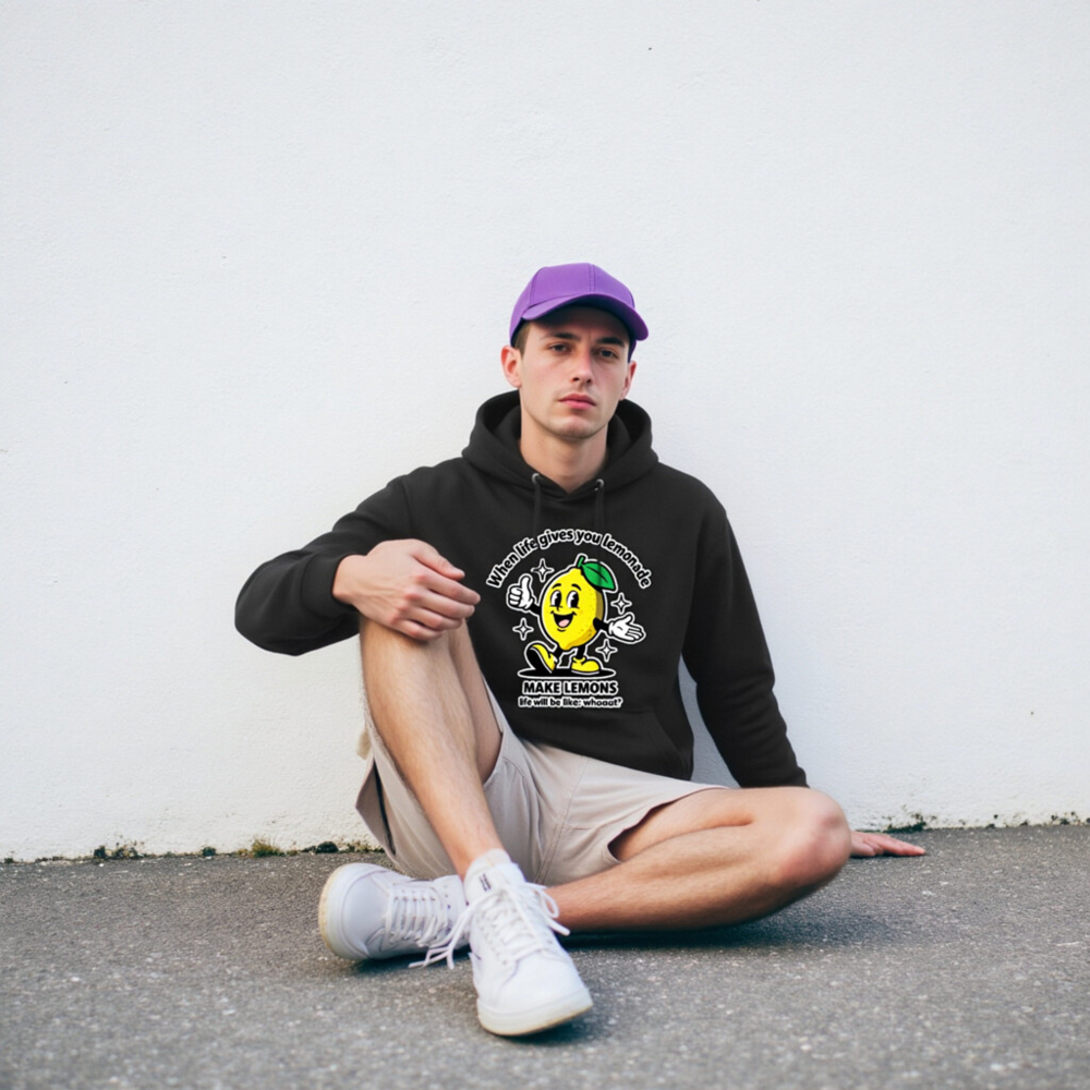 Unisex Premium Pullover Hoodie - 'Make Lemons' Lemon Character Hoodie - Image 9