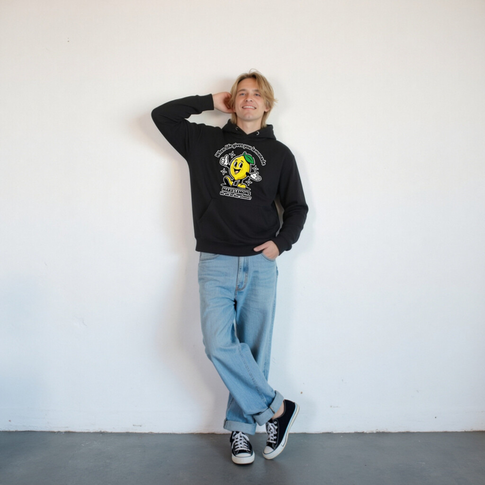 Unisex Premium Pullover Hoodie - 'Make Lemons' Lemon Character Hoodie - Image 10