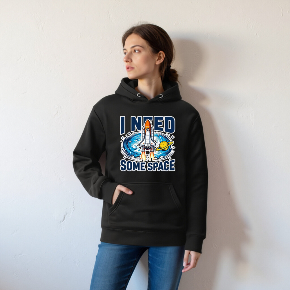 Unisex Space Hoodie - I Need Some Space Rocket Design, Premium Pullover - Image 7