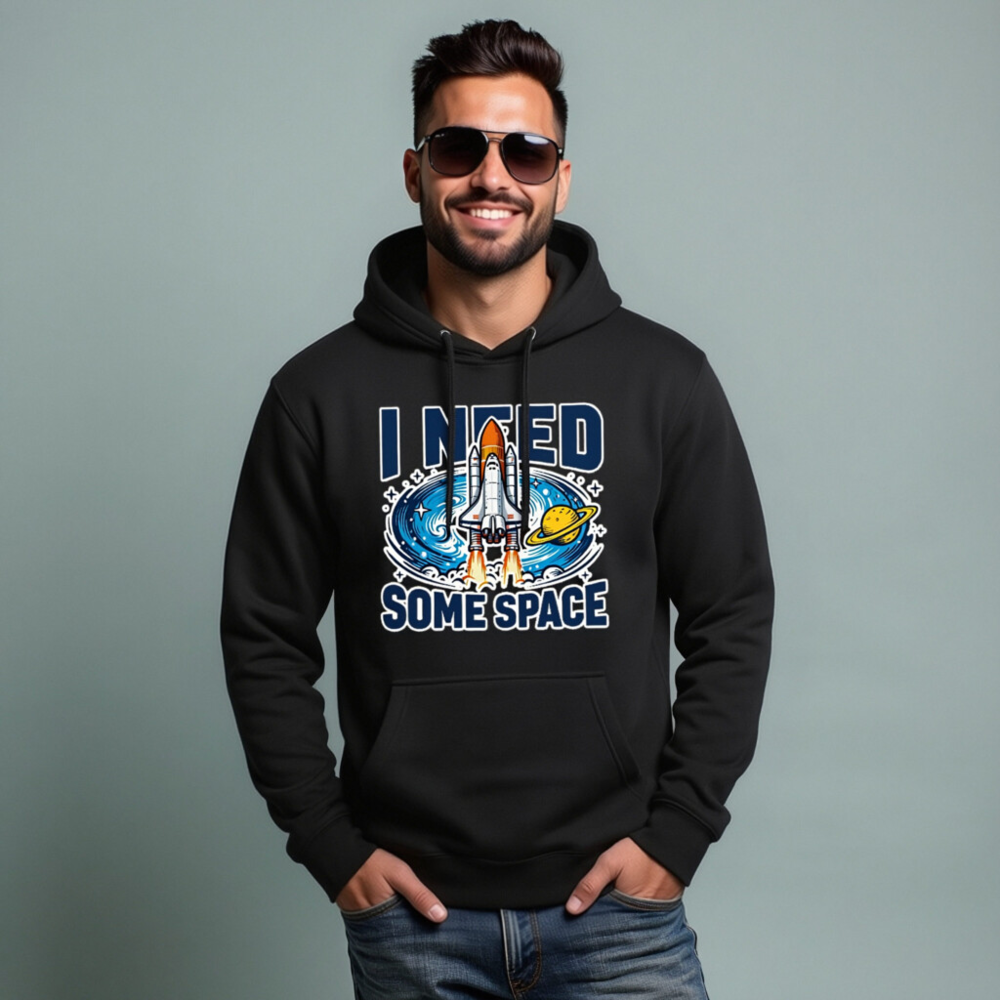 Unisex Space Hoodie - I Need Some Space Rocket Design, Premium Pullover - Image 8