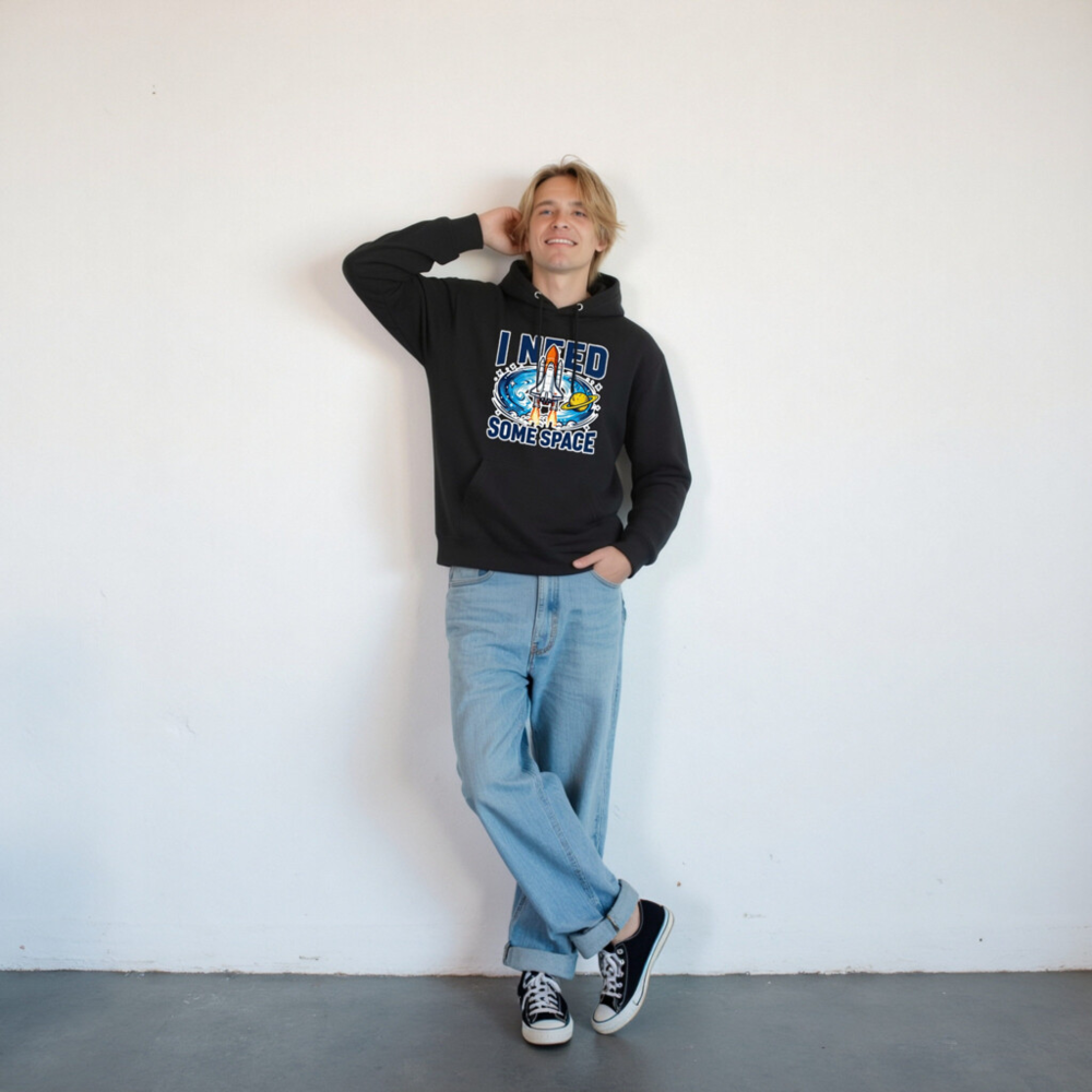 Unisex Space Hoodie - I Need Some Space Rocket Design, Premium Pullover - Image 10