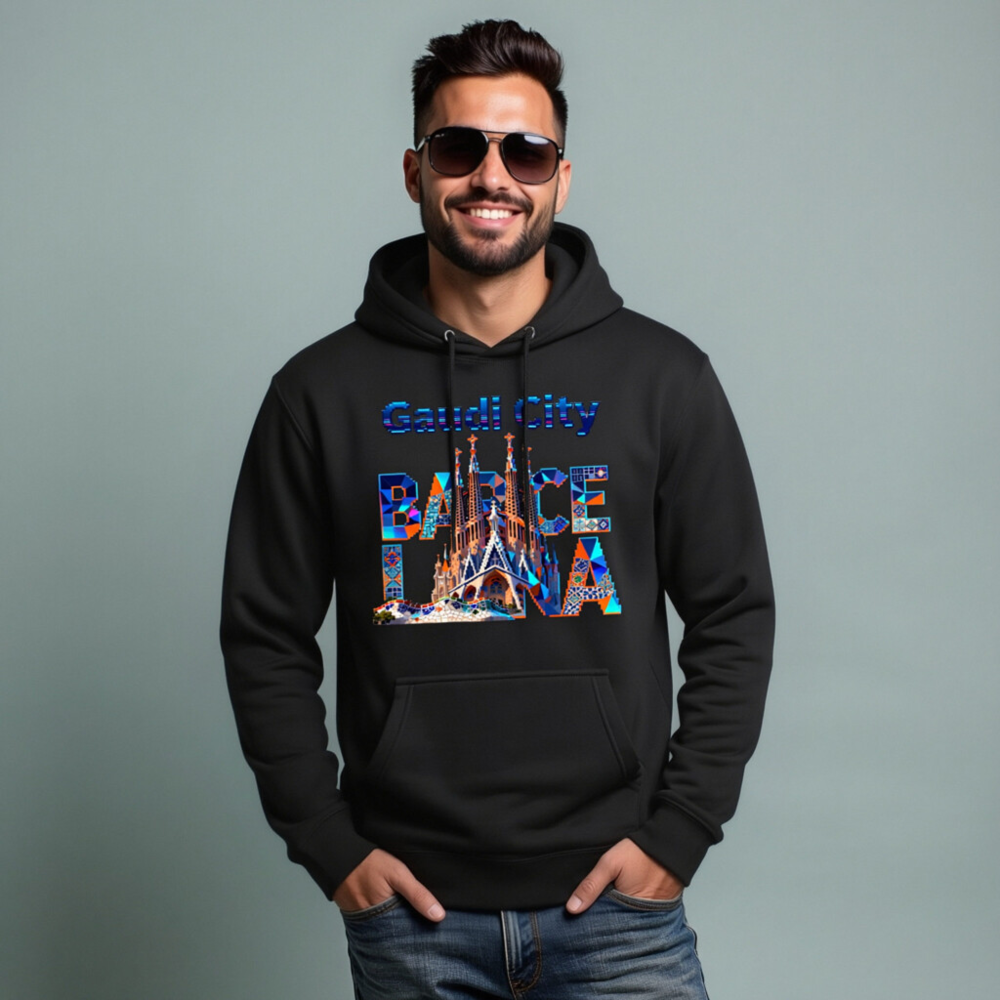 Barcelona City Hoodie | Gaudi Architecture Design Unisex Pullover - Image 8