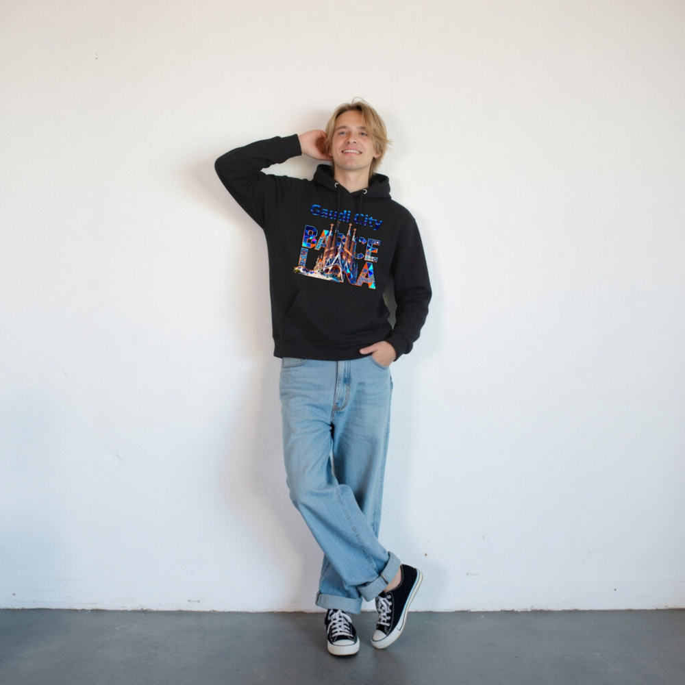 Barcelona City Hoodie | Gaudi Architecture Design Unisex Pullover - Image 10