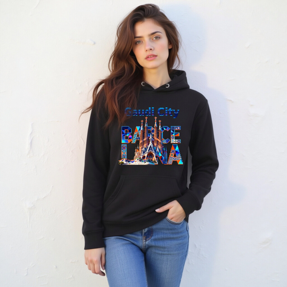 Barcelona City Hoodie | Gaudi Architecture Design Unisex Pullover - Image 11