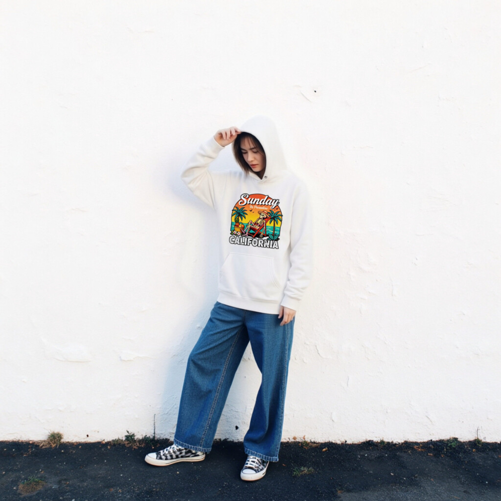 Sunday in Paradise California Skeleton Hoodie - Unisex Premium Pullover - Image 2