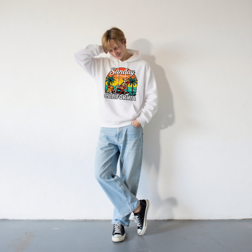 Sunday in Paradise California Skeleton Hoodie - Unisex Premium Pullover - Image 8