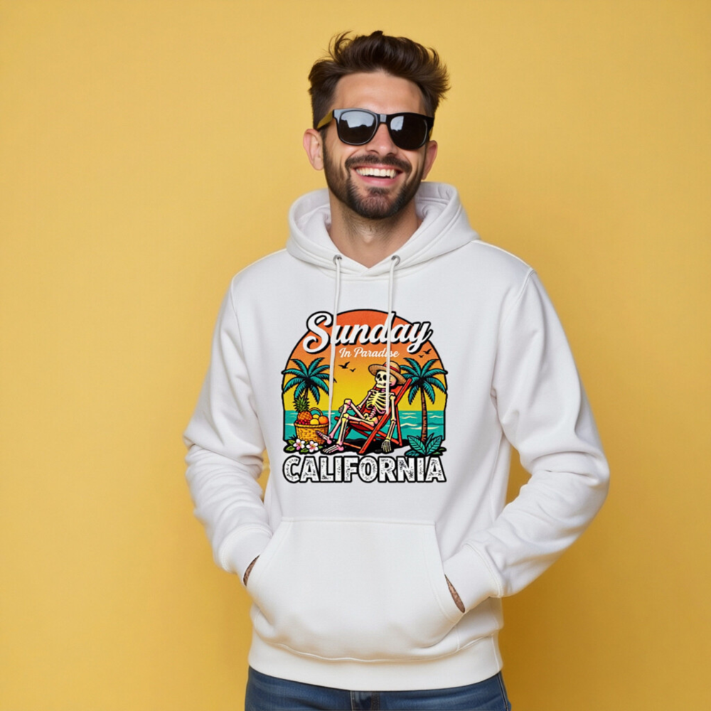 Sunday in Paradise California Skeleton Hoodie - Unisex Premium Pullover - Image 10
