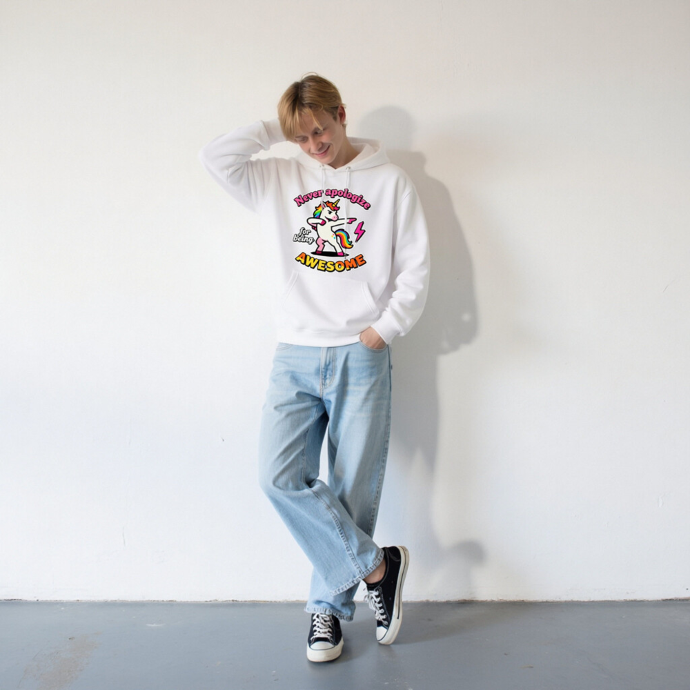 Unisex Dabbing Unicorn Hoodie - Never Apologize for Being Awesome - Image 8