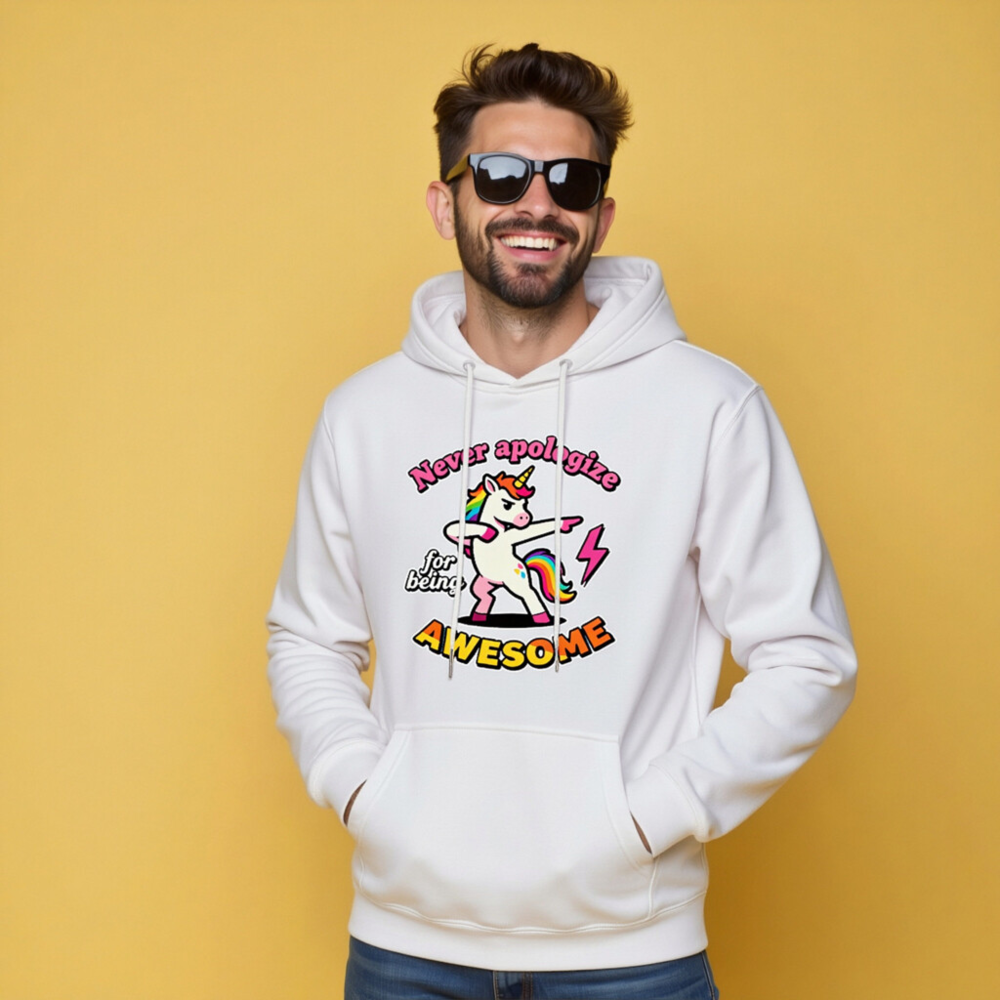 Unisex Dabbing Unicorn Hoodie - Never Apologize for Being Awesome - Image 10